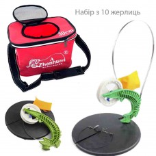 Набор жерлиц "Щука" оснащенные 10шт сумка EVA